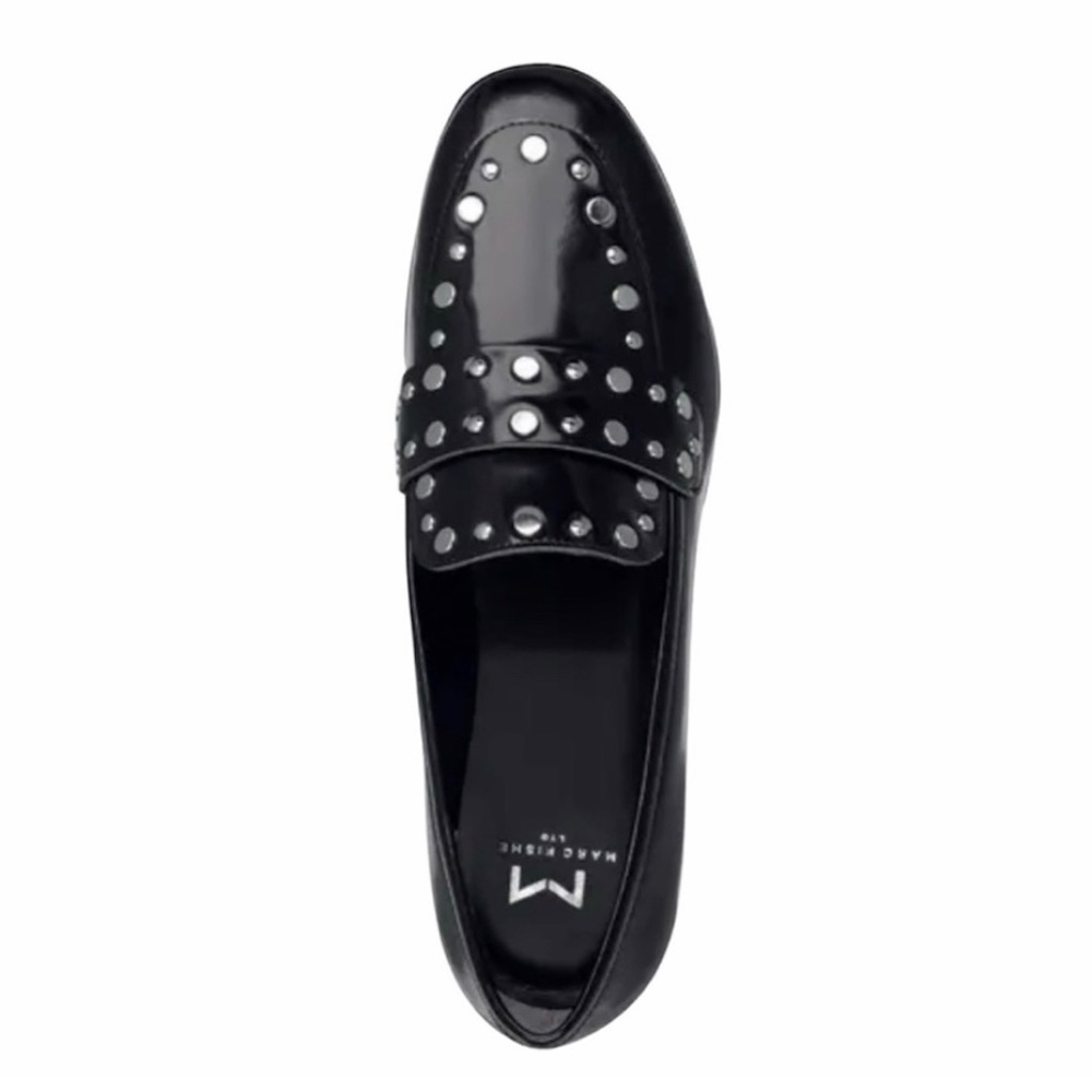 Marc Fisher Zimma Studded Loafer Flats |Marc Fisher Black Leather Flat Shoes 6.5